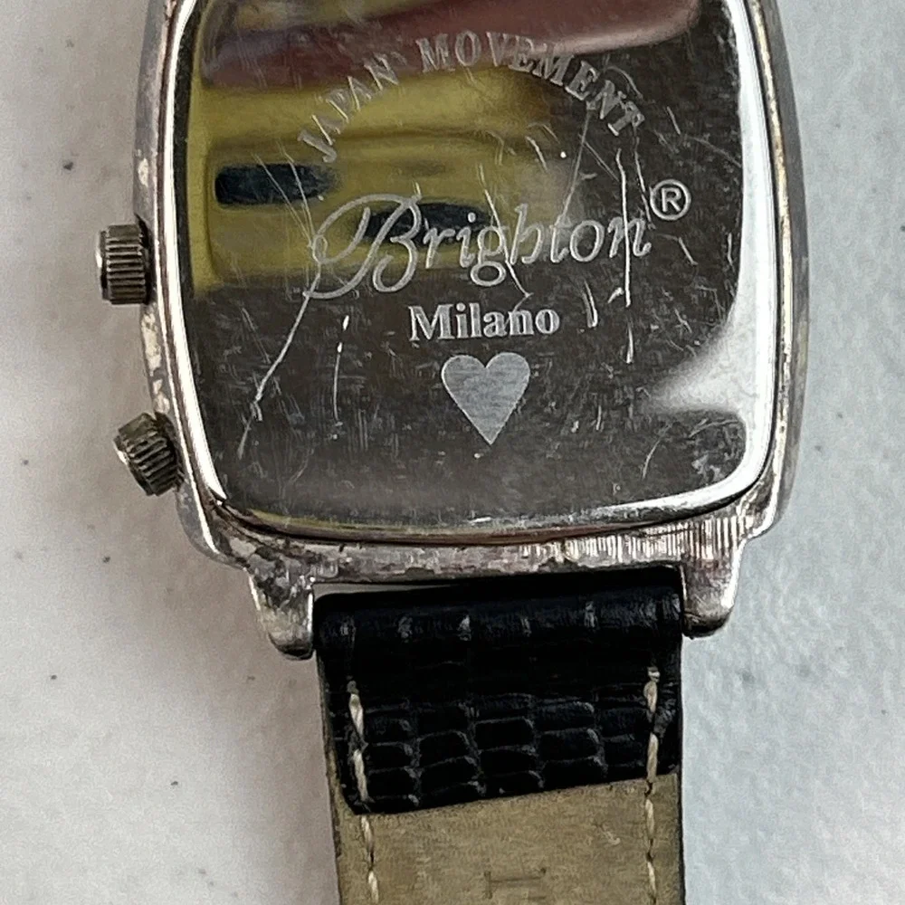 Brighton Women Square Face Milano Watch‎ and Black Leather Band Works